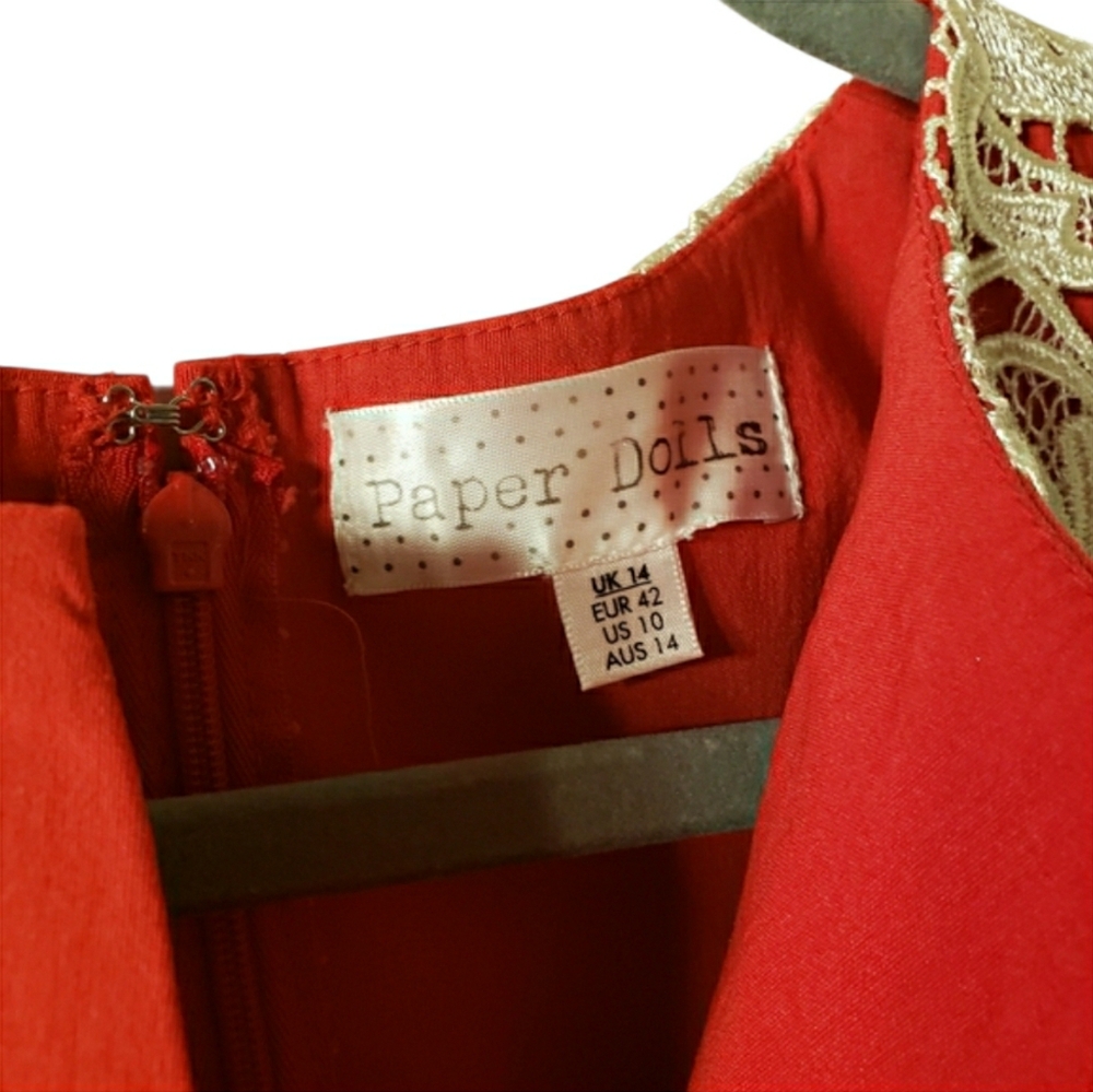 Paper Doll Scarlet Midi Dress with Ivory Lace - Picture 4 of 4